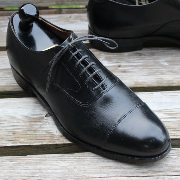 Vtg Dack’s Black Calfskin Cap Toe Oxford, Men's Size 8 E, EUC, Made in Canada - Picture 2 of 12